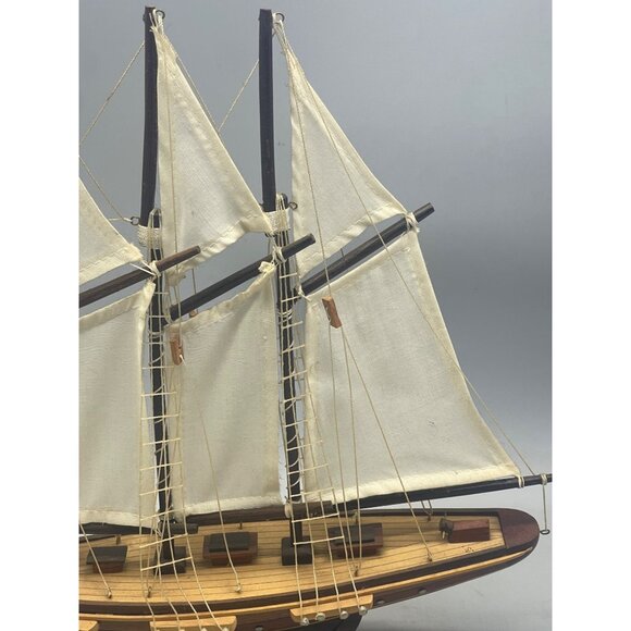 sail ship wood figurine display boat collectable 14x13" brown white latter's REA - Picture 2 of 16